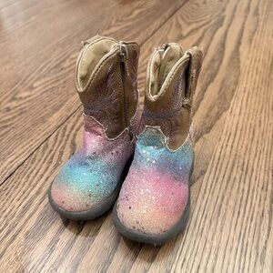 Roper Boots Sz 4 Infant Western Wear Glitter/Leather-Like F